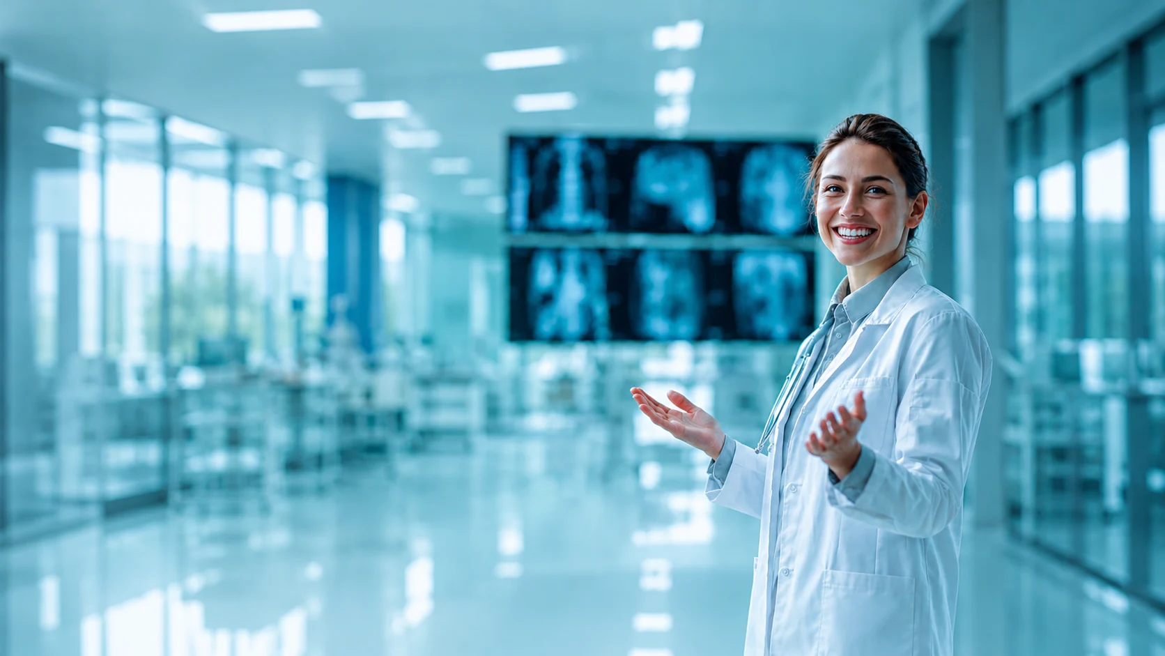 Modern hospital corridor